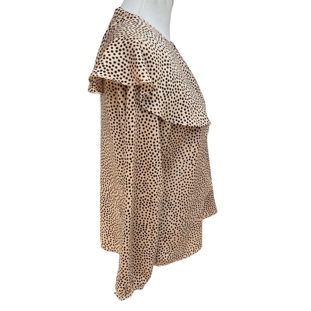 Zara Basic Double Frill Polka Dot Silk Effect Blo… - image 3